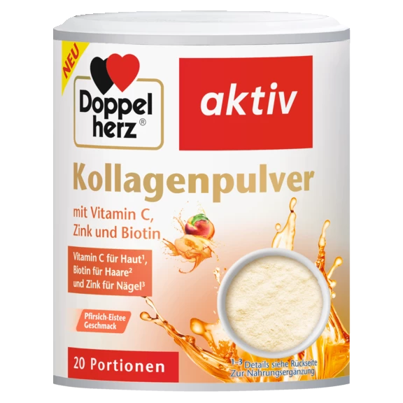 Doppelherz aktiv Kollagenpulver Pfirsich-Eistee Frontansicht